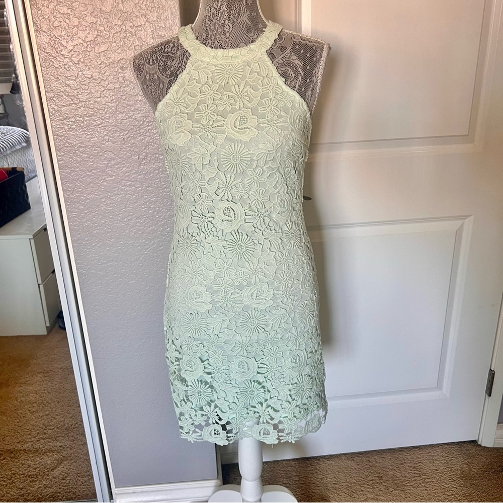 Lulu's Mint Green Lace Mini Dress